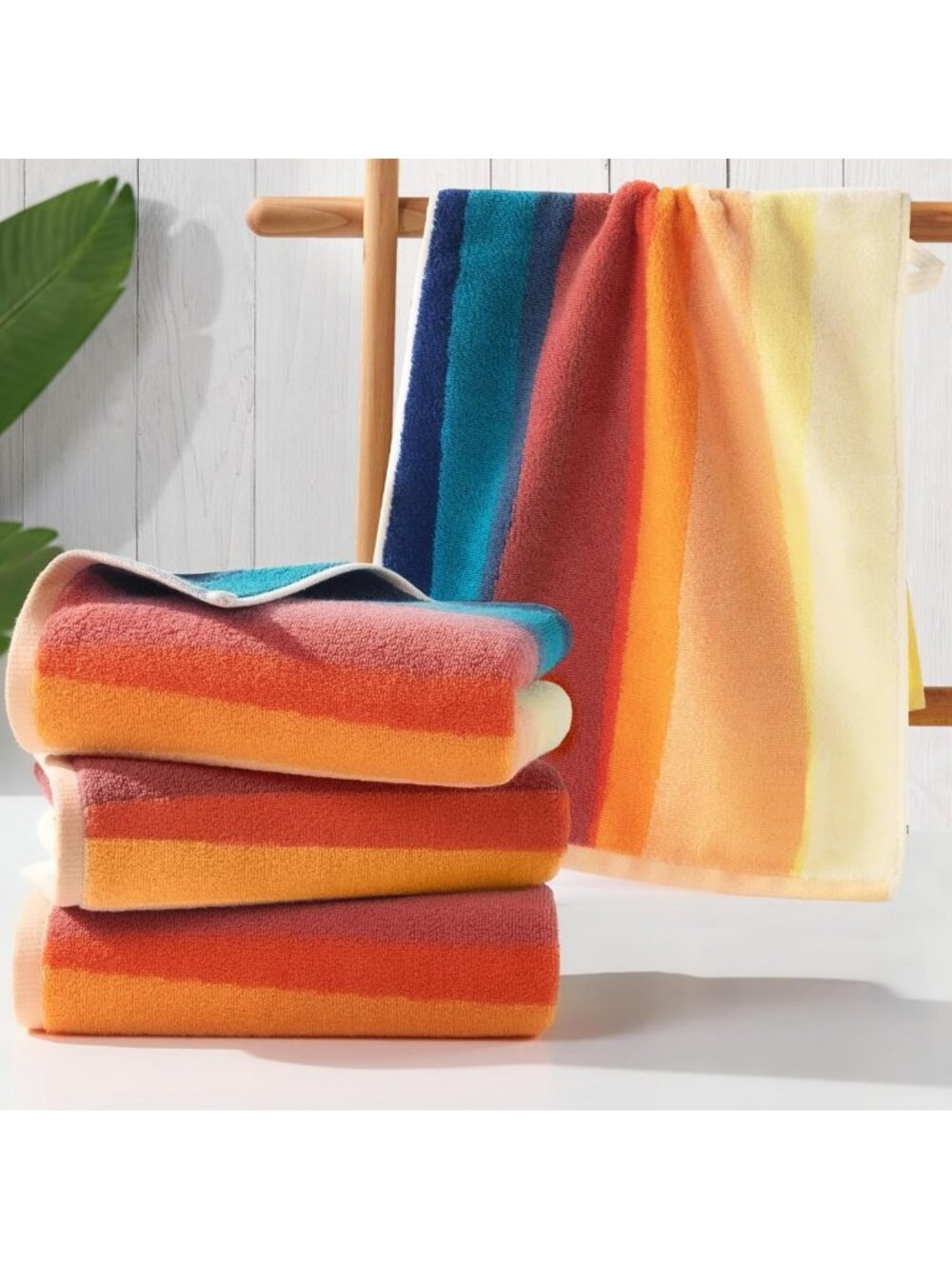 Vibrant 4PC Cotton Hand Towels Set, 16"x27", Red & Orange, Soft & Absorbent